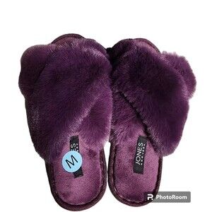 Jones New York Purple Slippers NEW Super Soft Fuzzy Size Medium